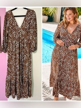 Lilly Pulitzer Ivette Brown Leopard Print Maxi Dress size 4